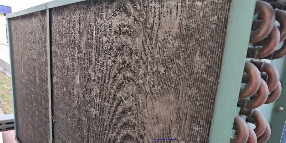 Outdoor condenser unit blocked by debris