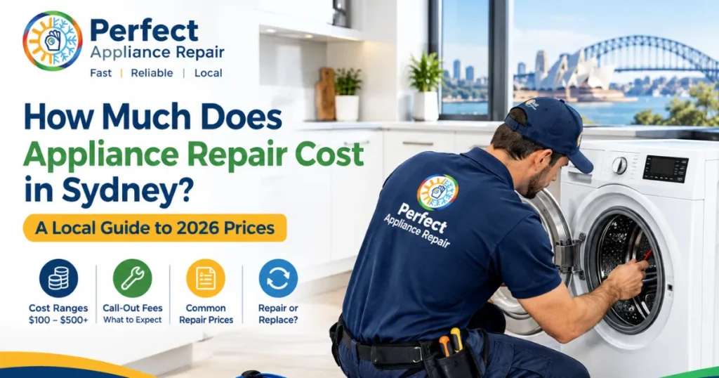 Appliance repair technician inspecting a household appliance in Sydney