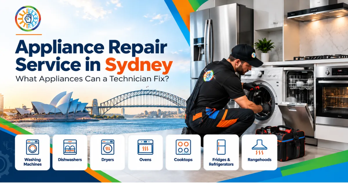 Appliance repair service in Sydney for washing machines, dishwashers, dryers, ovens, cooktops and refrigerators