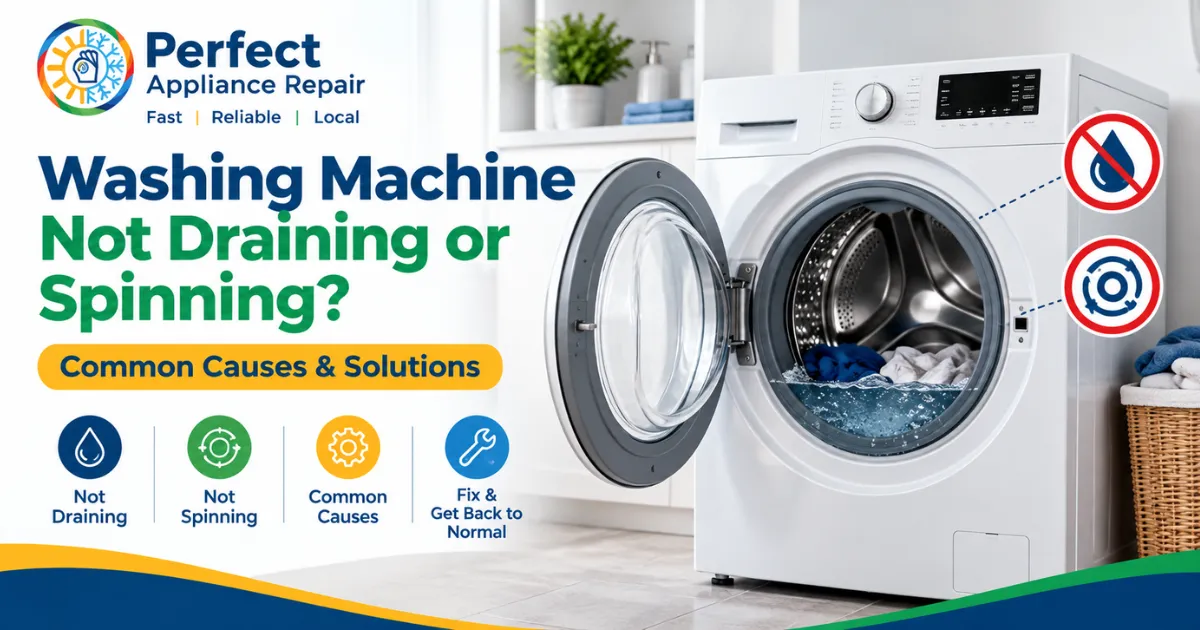 Washing machine not draining or spinning with common causes and solutions for washing machine repair in Sydney